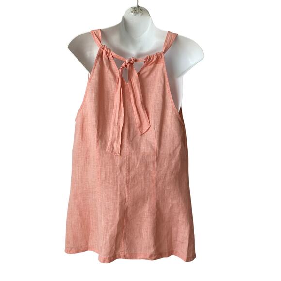 Tommy‎ Bahama Linen Tank Top Women Size S Salmon Pink Drawstring Tie Back Beach - Picture 2 of 7